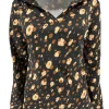 Blouse met kraag en lange mouw spotted cognac (SALE)