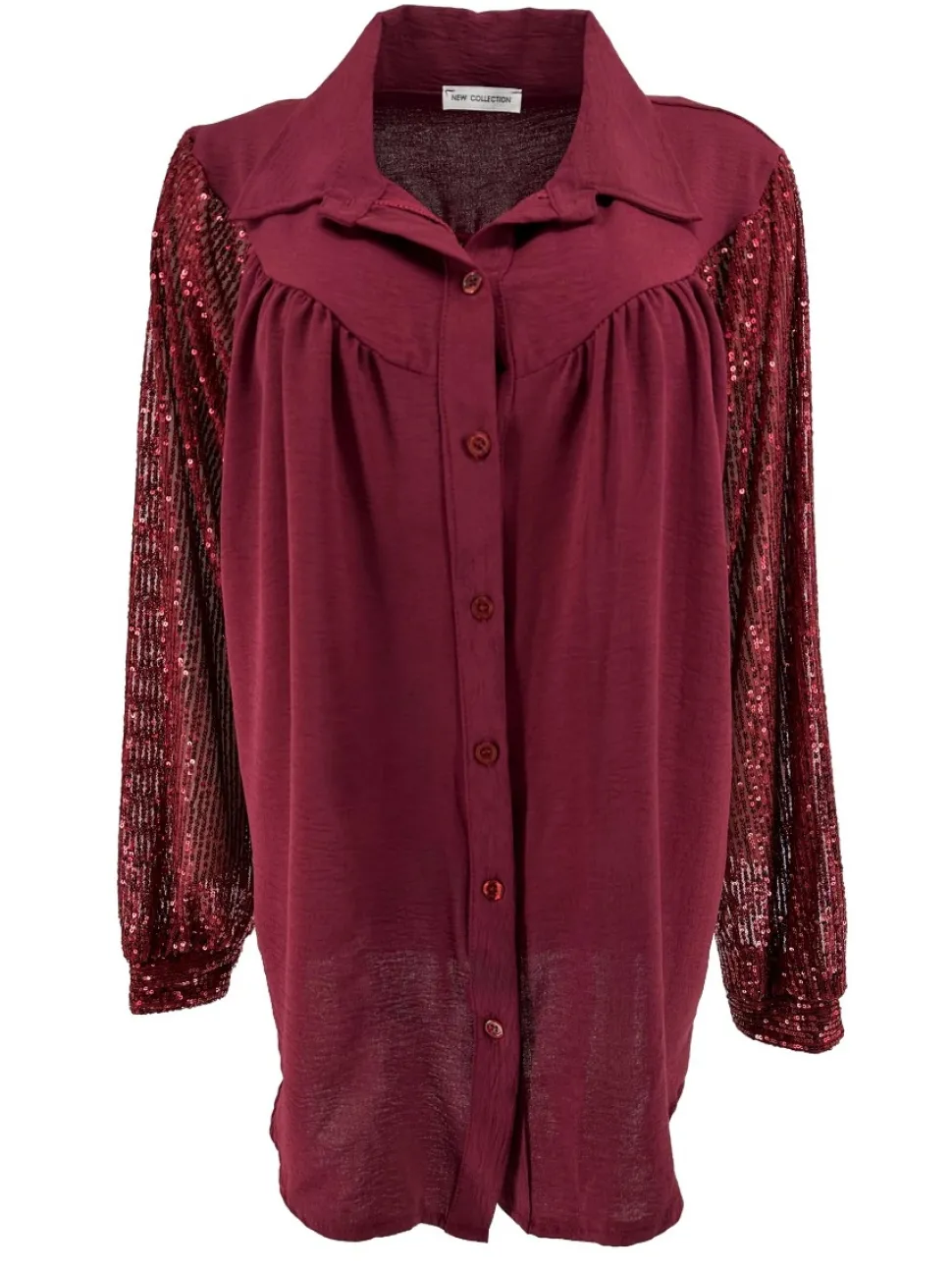 blouse_met_kraag_en_paill_0.webp Blouse met kraag en pailletten mouw Gloria bordeaux
