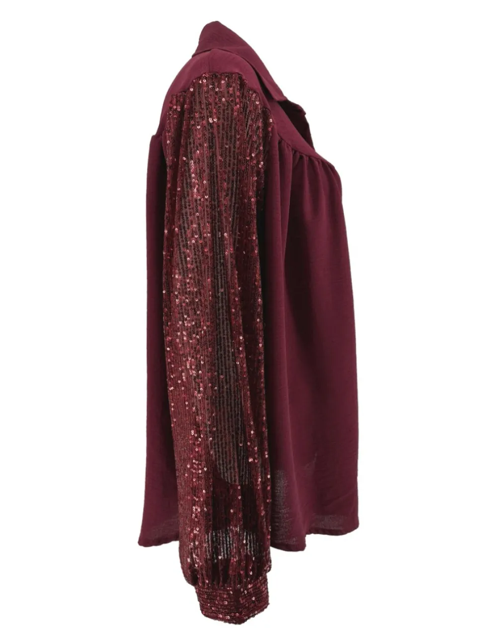 blouse_met_kraag_en_paill_1.webp Blouse met kraag en pailletten mouw Gloria bordeaux