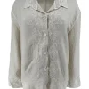 Blouse met kraag en werking Tara beige
