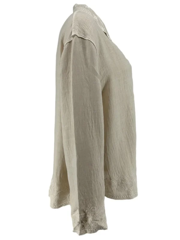 Blouse met kraag en werking Tara beige