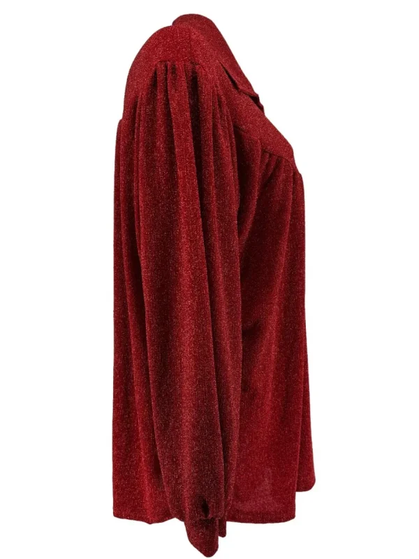 Blouse met kraag hals en knoopjes Alice met GLITTER rood