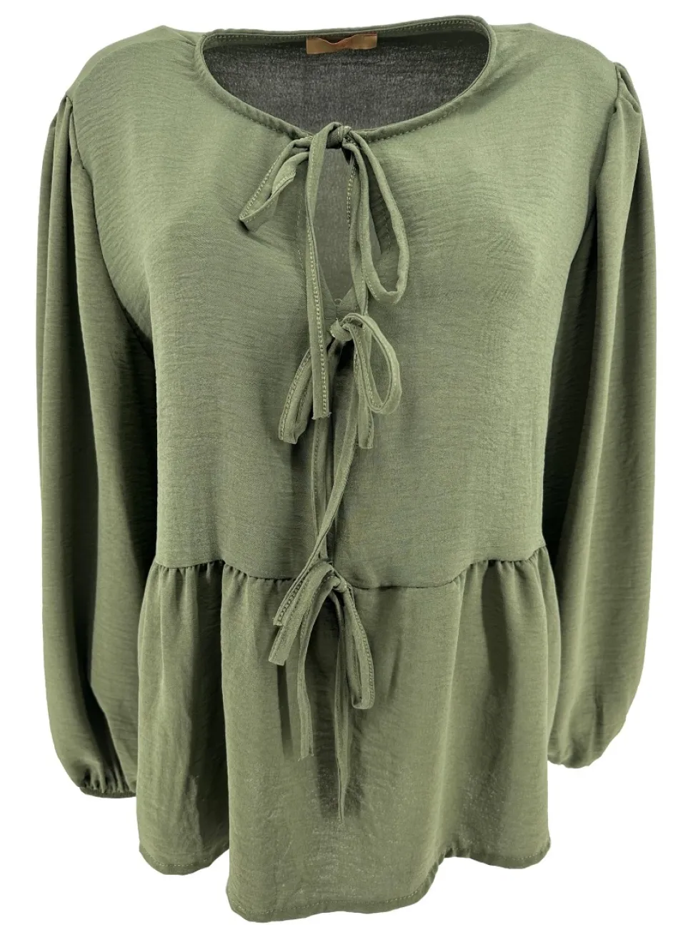 blouse_met_lange_mouw_en__0-10.webp Blouse met lange mouw en strikjes aan de voorzijde army (SALE)