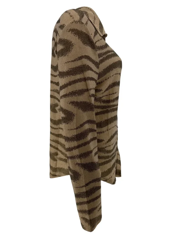 Blouse met lange mouw en Quinty zebra glitter camel/beige. SALE