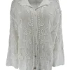 Blouse met leaves borduursels off-white (GBD)