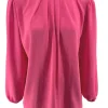 Blouse met opstaande boord en smock aan de mouw Sammie fuchsia