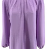 Blouse met opstaande boord en smock aan de mouw Sammie lila