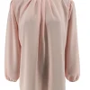 Blouse met opstaande boord en smock aan de mouw Sammie licht roze