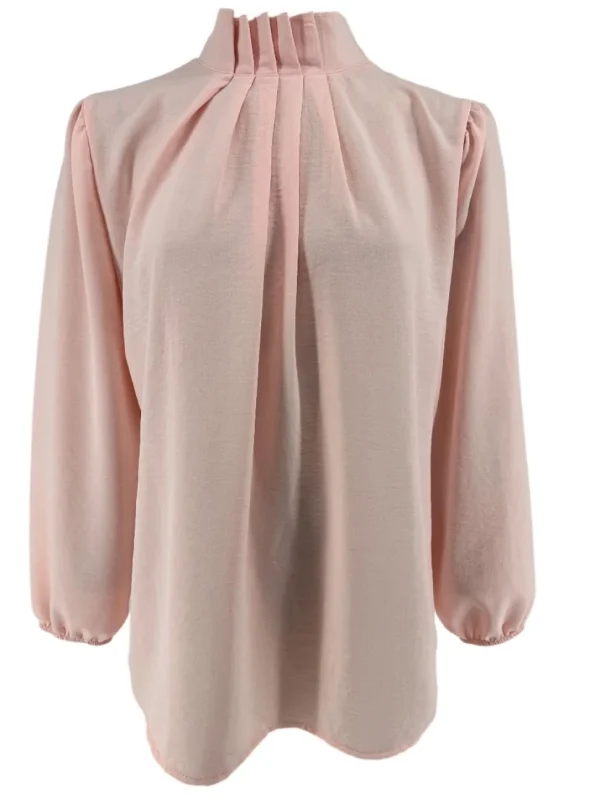 Blouse met opstaande boord en smock aan de mouw Sammie licht roze