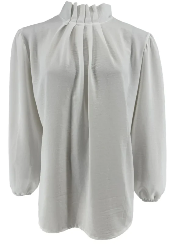 Blouse met opstaande boord en smock aan de mouw Sammie off-white