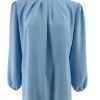 Blouse met opstaande boord en smock aan de mouw Sammie licht blauw