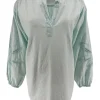 Blouse met opstaande kraag en blad werking Marley mint