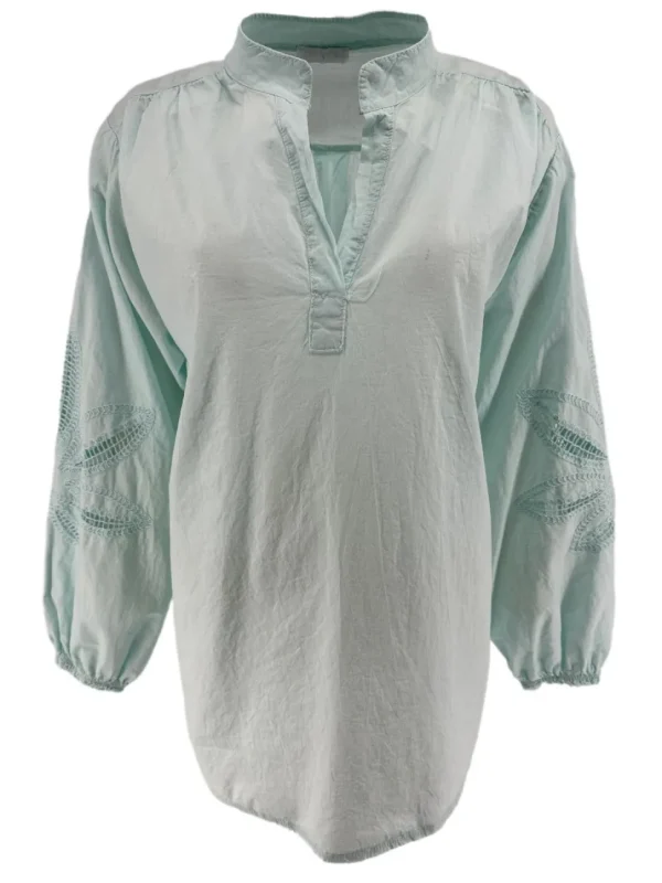 Blouse met opstaande kraag en blad werking Marley mint