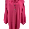 Blouse met opstaande kraag en 2 knoopjes Siske fuchsia