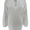 Blouse met opstaande kraag en blad werking Marley off-white
