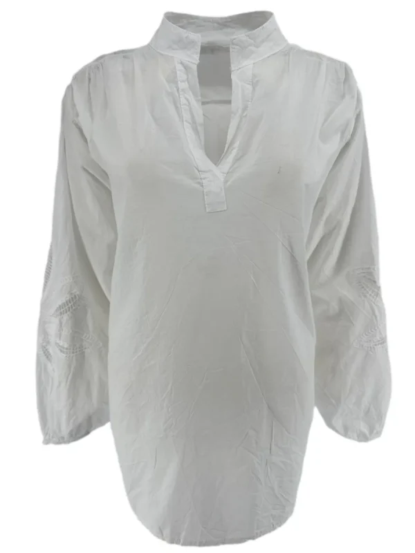 Blouse met opstaande kraag en blad werking Marley off-white