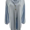 Blouse met opstaande kraag en 2 knoopjes Siske licht blauw