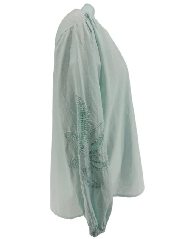 Blouse met opstaande kraag en blad werking Marley mint