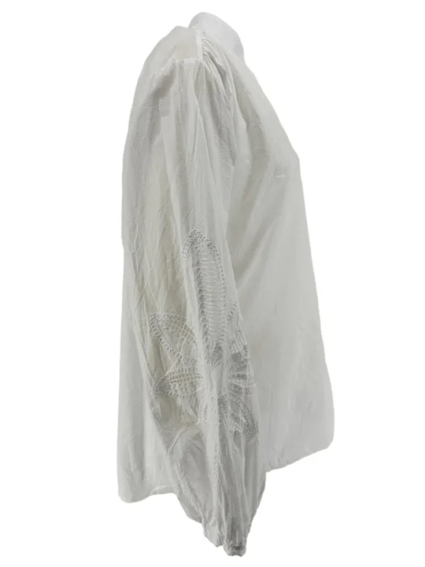 Blouse met opstaande kraag en blad werking Marley off-white
