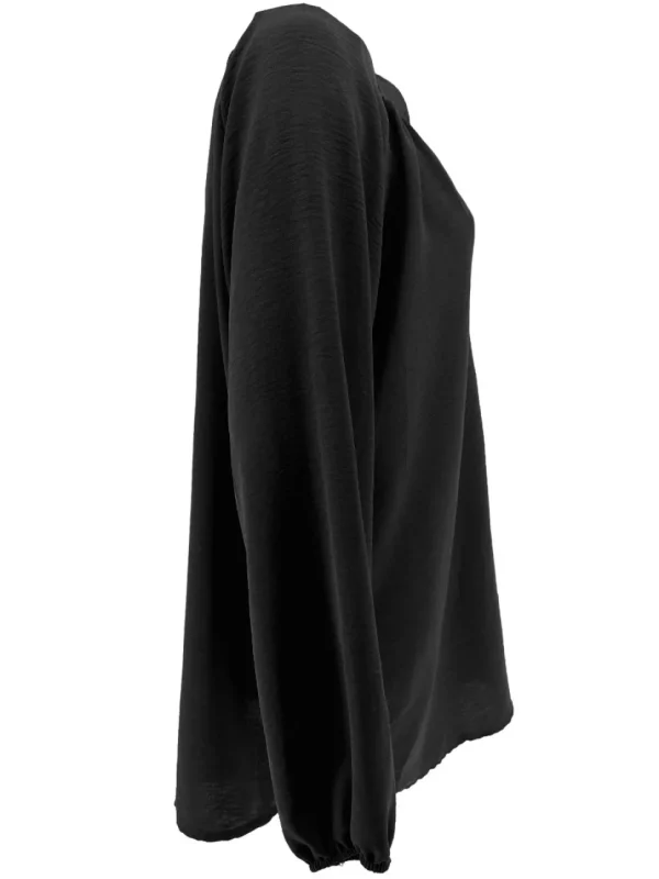 Blouse met opstaande kraag en 2 knoopjes Siske zwart