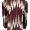 Blouse met opstaande smock hals towers bordeaux.(SHV)