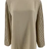 Blouse met plisse mouw en ruffle aan de hals Karlien beige