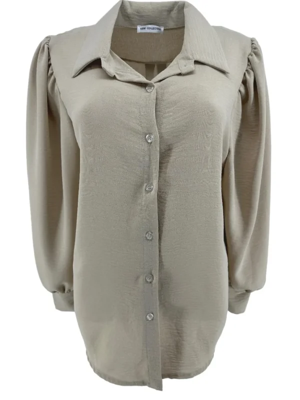 Blouse met plooi in de mouw Tammy beige