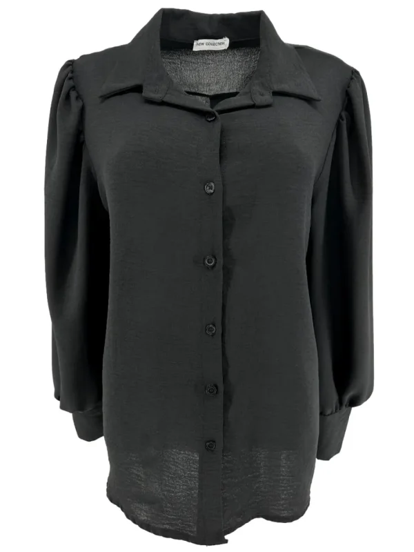 Blouse met plooi in de mouw Tammy zwart