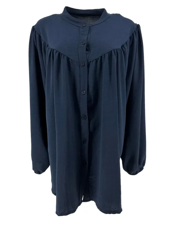 Blouse met ronde hals en knoopjes Alice donker blauw