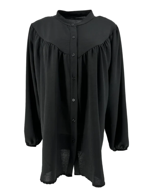 Blouse met ronde hals en knoopjes Alice zwart