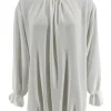 Blouse met ronde hals en knopen in de hals Nikki off-white