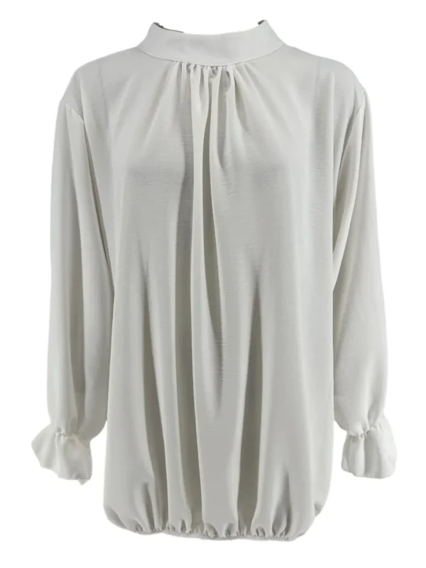 Blouse met ronde hals en knopen in de hals Nikki off-white