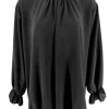 Blouse met ronde hals en knopen in de hals Nikki zwart