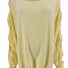Blouse met ronde hals en open mouw met strikjes geel