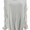 Blouse met ronde hals en open mouw met strikjes off-white