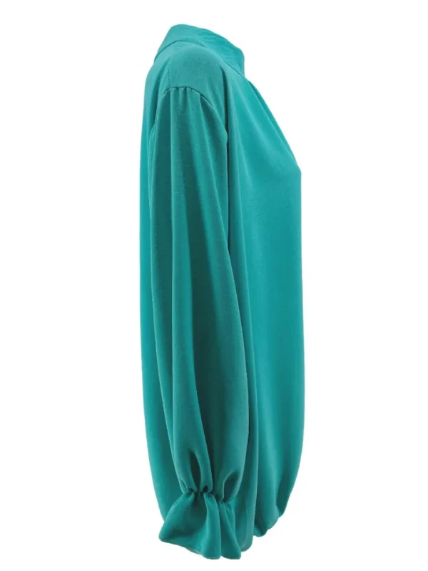 Blouse met ronde hals en knopen in de hals Nikki turquoise