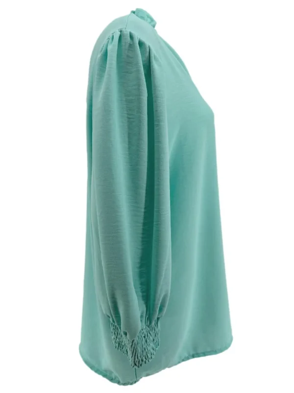 Blouse met ruffle en smock aan de mouw Emy mint