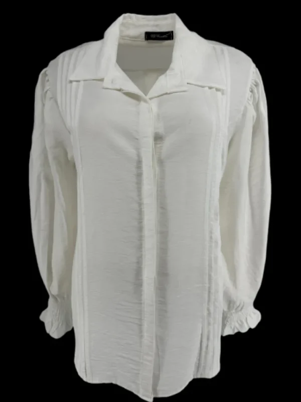 Blouse met smockmouw en plooien Marijn off-white
