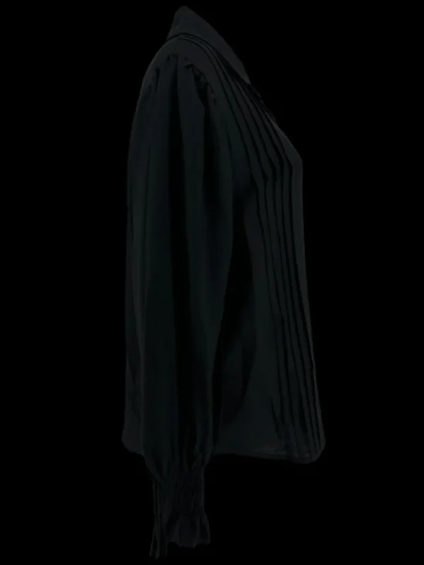 Blouse met smockmouw en plooien Marijn zwart