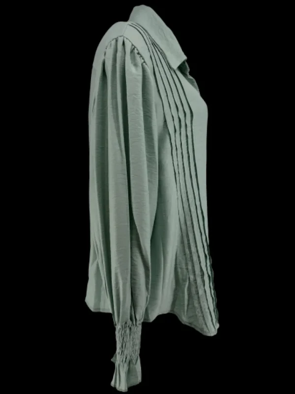 Blouse met smockmouw en plooien Marijn jade