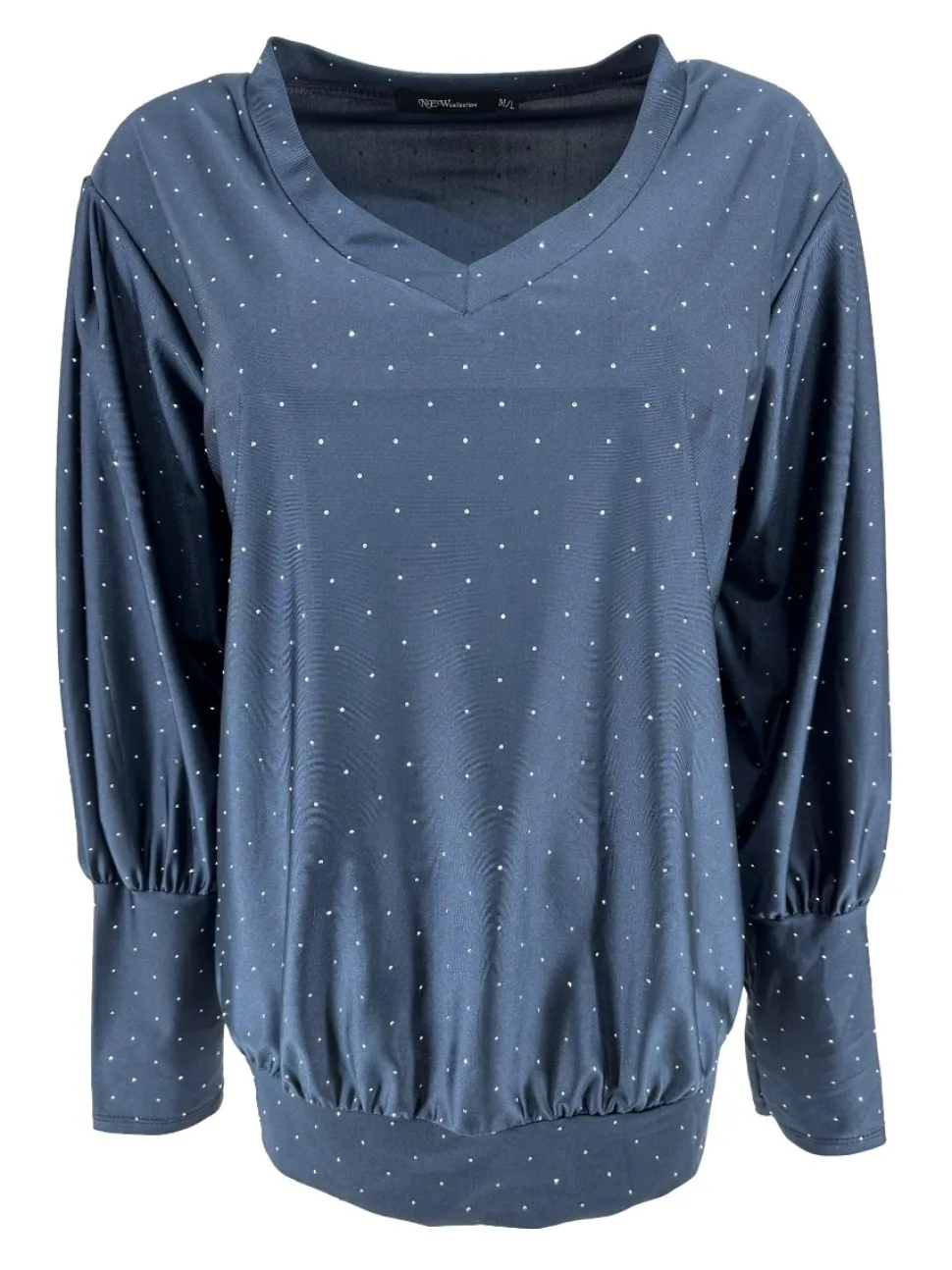 blouse_met_strass_steentj_0-2.webp Blouse met strass steentjes en boord met V-hals Tippie donker blauwSALE #FBK