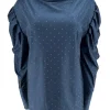 Blouse met strass steentjes en pofmouw Cheryl donkerblauwSALE #FBK
