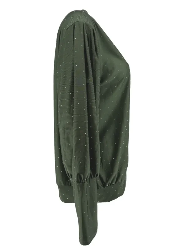 Blouse met strass steentjes en boord met V-hals Tippie army (FBK)
