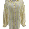 Blouse met strepen en hartjes geel