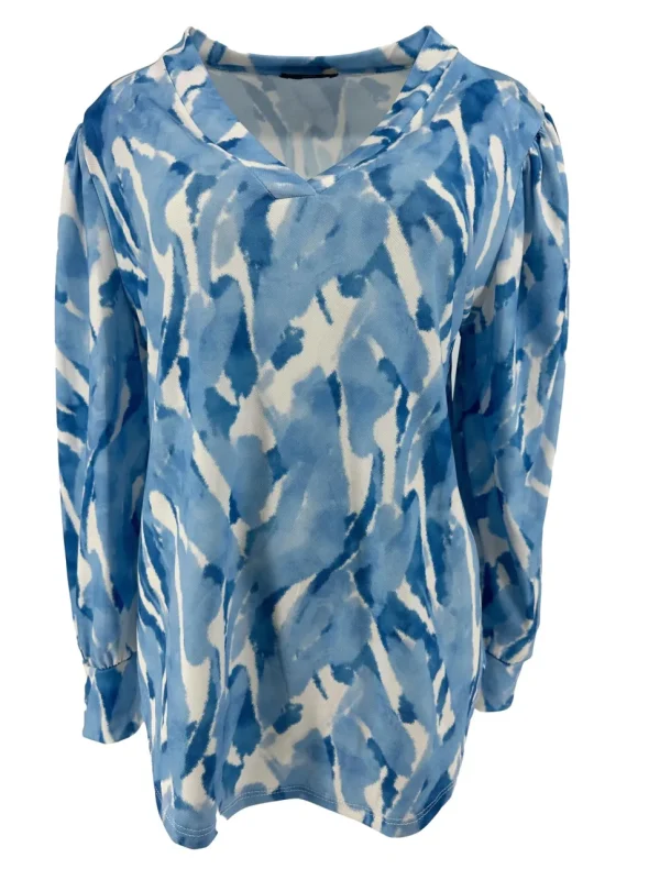 Blouse met v-hals en afgewerkt met boord Ivy Clouds blauw (SALE)