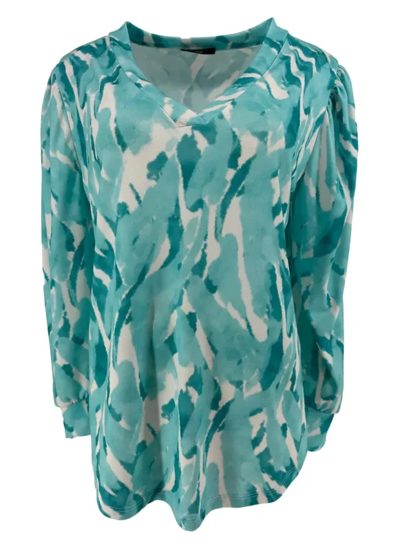 Blouse met v-hals en afgewerkt met boord Ivy Clouds mint (SALE)