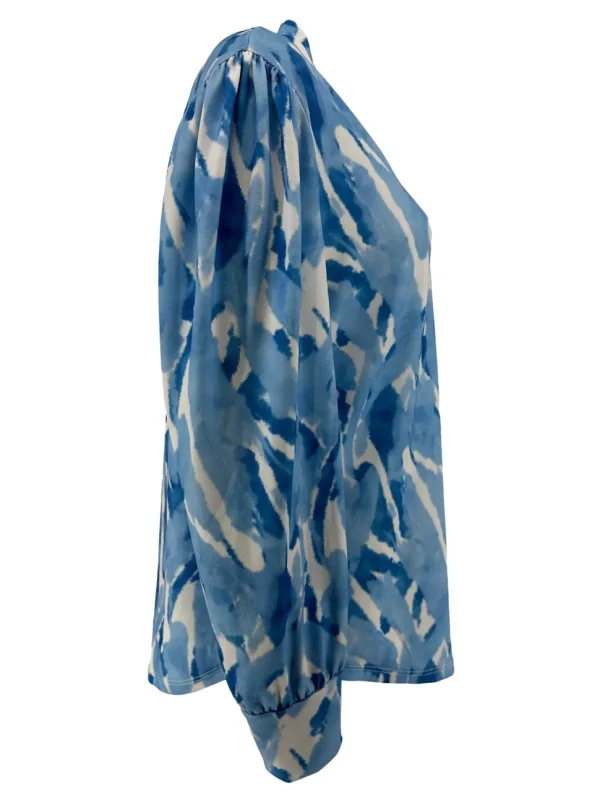 Blouse met v-hals en afgewerkt met boord Ivy Clouds blauw (SALE)