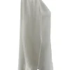 Blouse met v-hals en lange mouw met plooien off-white