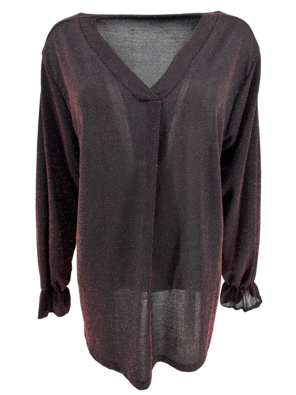 blouse_met_vhals_en_lange_0.webp Blouse met V-hals en lange mouw glitter DOTTED Wendy rood SALE #FBK