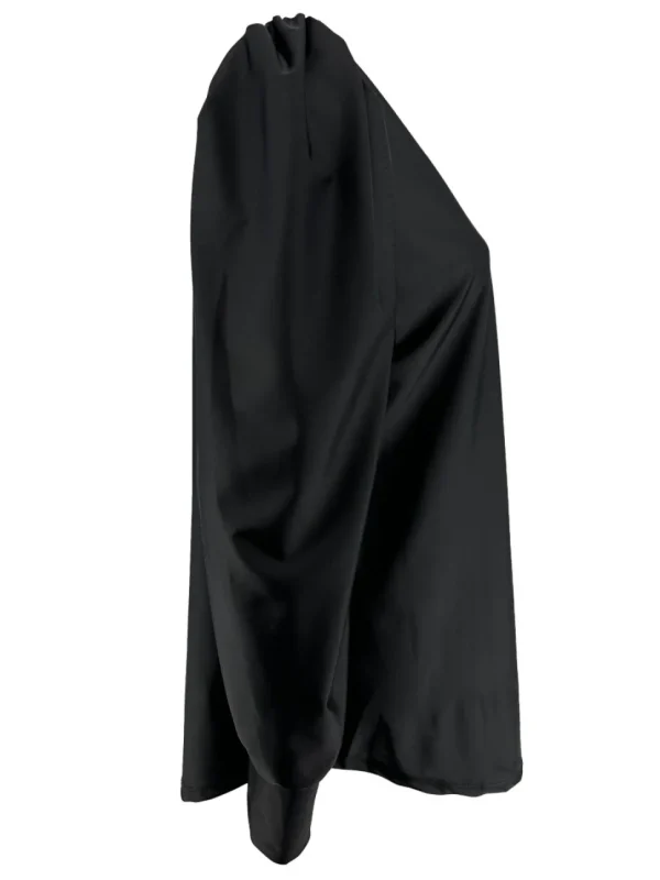 Blouse met v-hals en lange mouw met plooien TRAVELSTOF zwart
